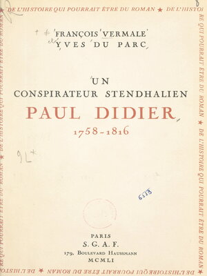 cover image of Un conspirateur stendhalien
